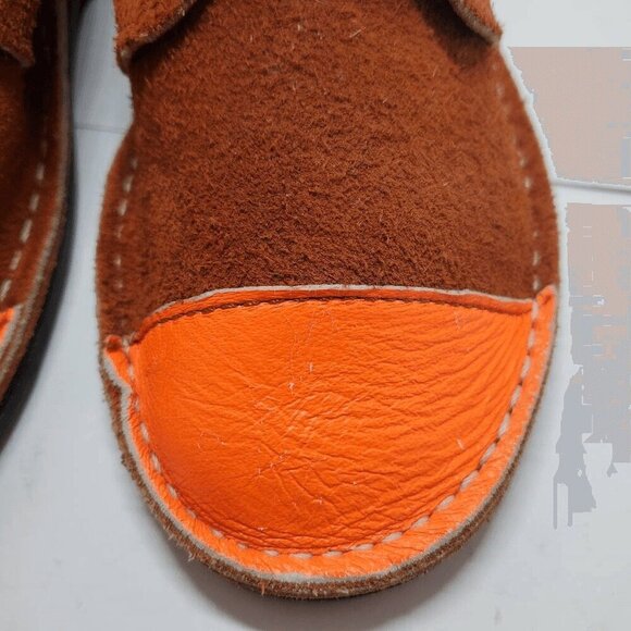 Brother Vellies Women's Leather Chukka Ankle Orange Cap Toe Lace Up Boots W7 M5 - Picture 5 of 8